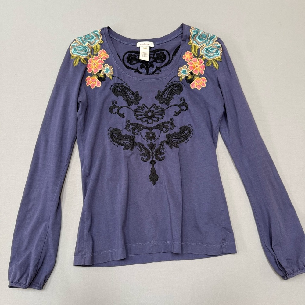SUNDANCE: Embroidered Long Sleeve Top, S.